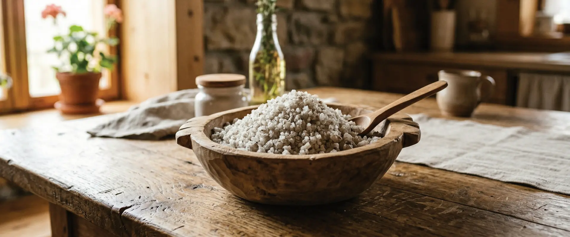 Parajdi só fából készült tálban